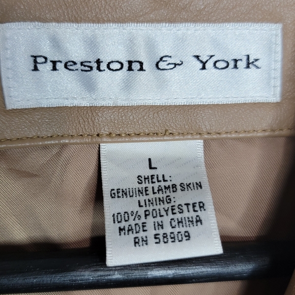 Preston & York Women's Tan Lamb Skin Leather Jacket Size Large - Picture 8 of 9